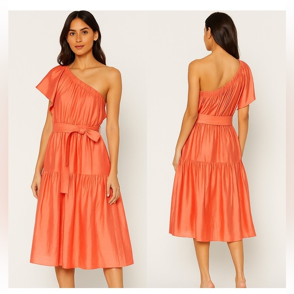 Current Air One Shoulder Midi Dress size S Orange creamsicle color - Picture 1 of 14